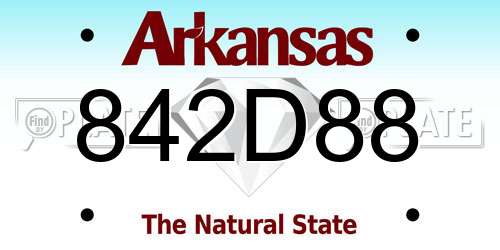 842D88 Arkansas License Plate