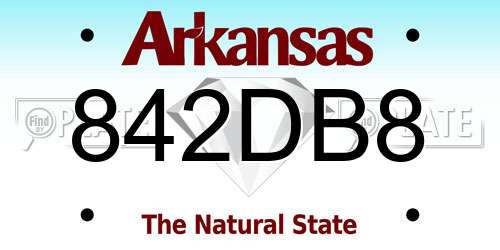 842DB8 Arkansas License Plate