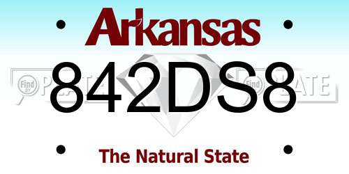 842DS8 Arkansas License Plate