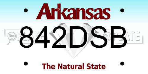 842DSB Arkansas License Plate