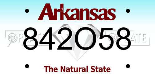 842O58 Arkansas License Plate