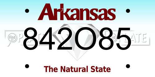 842O85 Arkansas License Plate