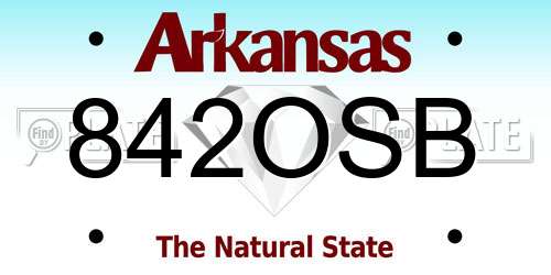 842OSB Arkansas License Plate