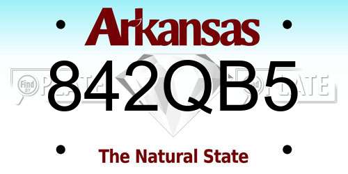 842QB5 Arkansas License Plate