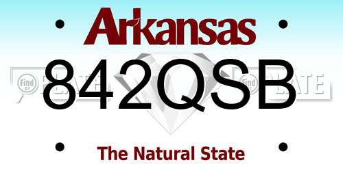 842QSB Arkansas License Plate