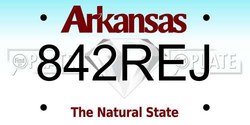 842REJ Arkansas License Plate