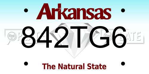 842TG6 Arkansas License Plate