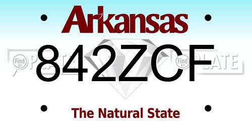 842ZCF Arkansas License Plate