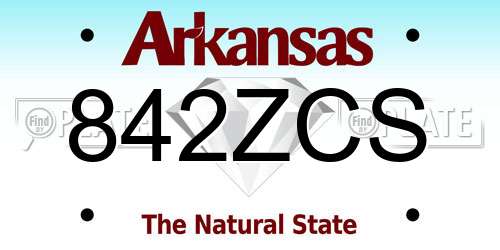 842ZCS Arkansas License Plate