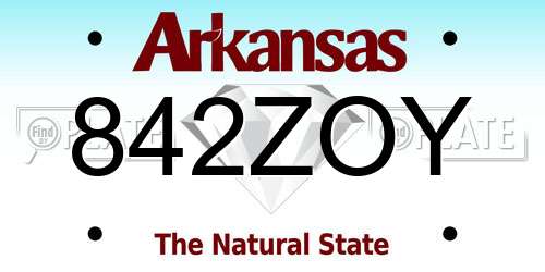 842ZOY Arkansas License Plate