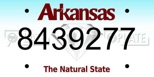 8439277 Arkansas License Plate