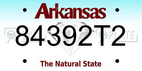 84392T2 Arkansas License Plate