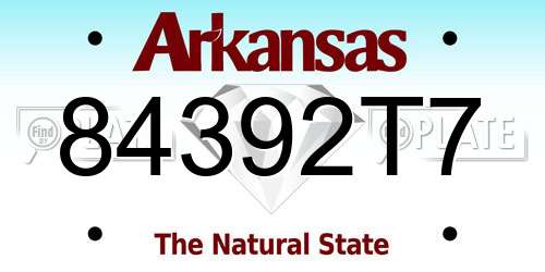 84392T7 Arkansas License Plate