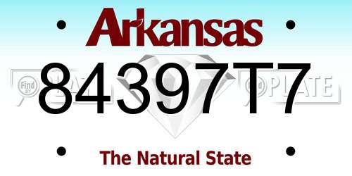 84397T7 Arkansas License Plate