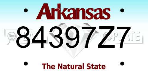 84397Z7 Arkansas License Plate
