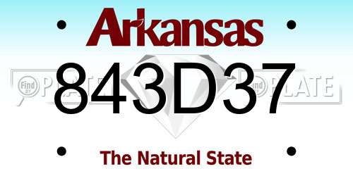 843D37 Arkansas License Plate