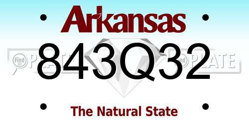 843Q32 Arkansas License Plate