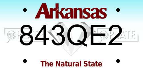 843QE2 Arkansas License Plate