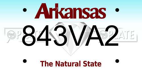 843VA2 Arkansas License Plate