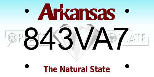 843VA7 Arkansas License Plate