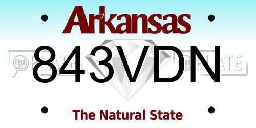 843VDN Arkansas License Plate