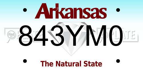 843YM0 Arkansas License Plate