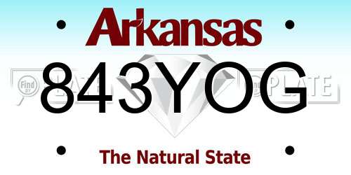 843YOG Arkansas License Plate
