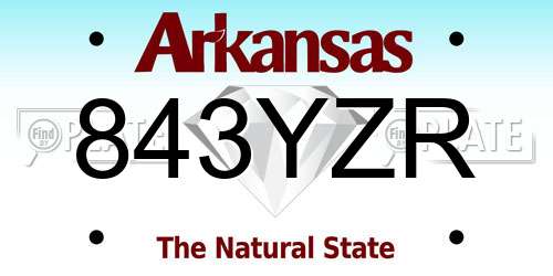 843YZR Arkansas License Plate