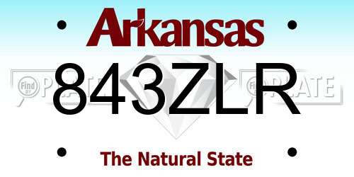 843ZLR Arkansas License Plate