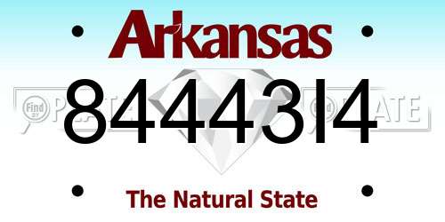84443I4 Arkansas License Plate