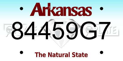 84459G7 Arkansas License Plate
