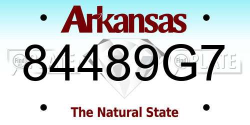 84489G7 Arkansas License Plate