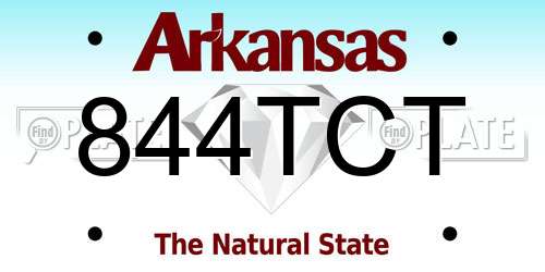 844TCT Arkansas License Plate