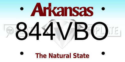 844VBO Arkansas License Plate