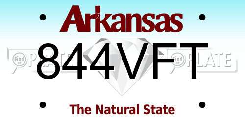 844VFT Arkansas License Plate