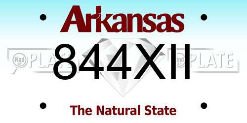 844XII Arkansas License Plate