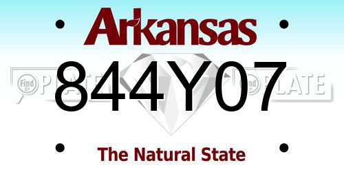 844Y07 Arkansas License Plate