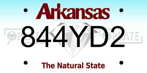 844YD2 Arkansas License Plate