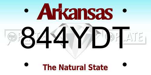 844YDT Arkansas License Plate