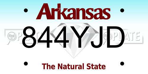 844YJD Arkansas License Plate