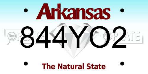 844YO2 Arkansas License Plate