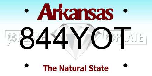 844YOT Arkansas License Plate