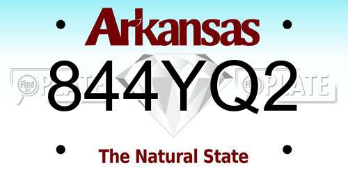 844YQ2 Arkansas License Plate