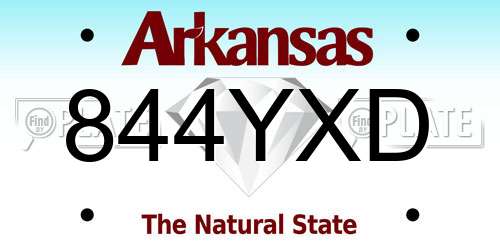 844YXD Arkansas License Plate