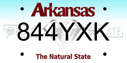 844YXK Arkansas License Plate