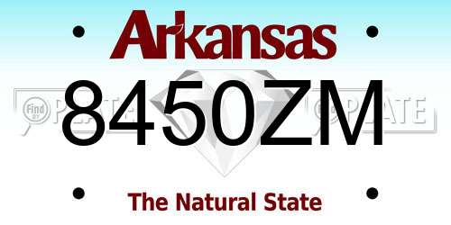 8450ZM Arkansas License Plate