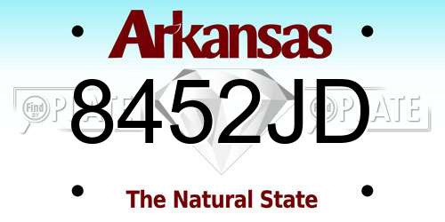 8452JD Arkansas License Plate