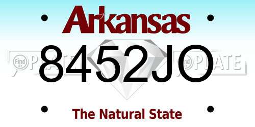 8452JO Arkansas License Plate