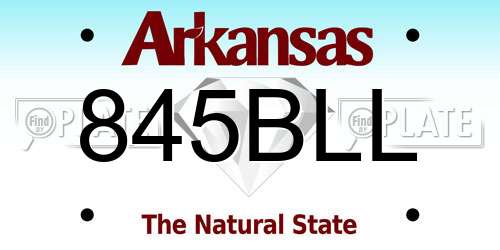 845BLL Arkansas License Plate