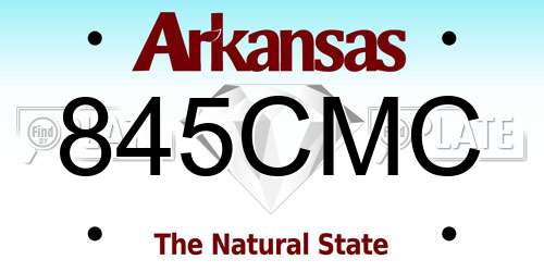845CMC Arkansas License Plate